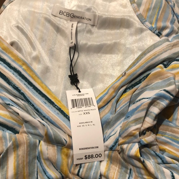 BCBGeneration striped draped pocket midi dress - Picture 4 of 4